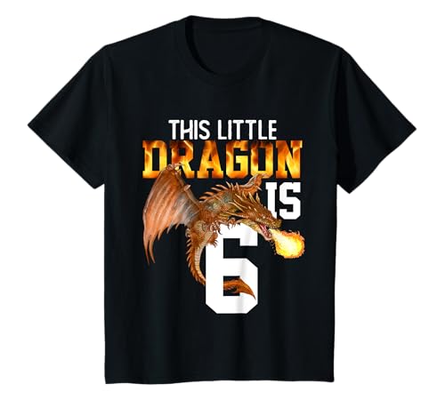 Kinder Geburtstags-Geschenk zum 6. Geburtstag für Jungen und Mädchen, Drache zum 6. Geburtstag T-Shirt von Birthday Tees Gift Co.