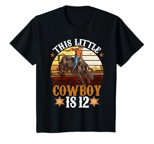 Kinder Cowboy-Western-Rodeo zum 12. Geburtstag von Bull Riding, 12 Jahre T-Shirt von Birthday Vintage Bull Riding Cowboy Western Tee
