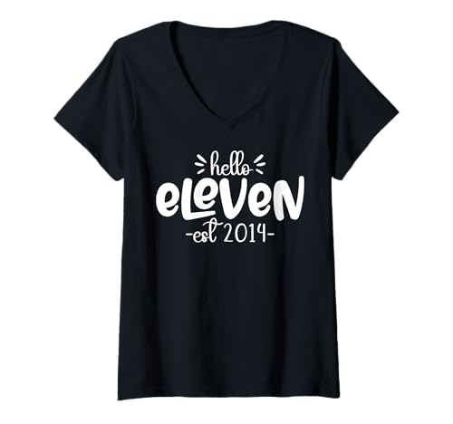 Damen Ich werde 11 Jahre alt - Hello Eleven - ca. 2014 T-Shirt mit V-Ausschnitt von Birthday in 2025 Gifts Apparel & Accessories