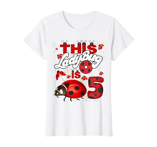 Dieser Marienkäfer ist 5 Jahre alt 5. Geburtstag Mädchen Familie Marienkäfer T-Shirt von Birthday ladybug 5 Years