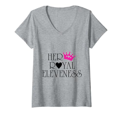 Damen Her Royal Eleveness Geburtstagshemd für 11-jährige Mädchen T-Shirt mit V-Ausschnitt von Birthday shirts for girls present apperal