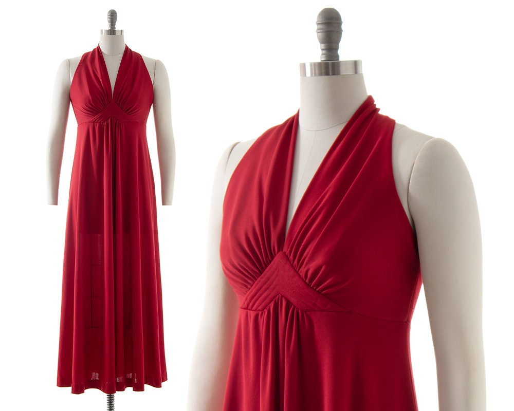 Vintage 1970Er Jahre Maxi Kleid | 70Er Burgundy Empire-Taille in Voller Länge Minimalist Boho | x-Small/Small Vintage 1970Er Jahre Maxi Kleid | 70Er Burgundy Empire-Taille in Voller Länge Minimalist Boho | x-Small/Small von BirthdayLifeVintage