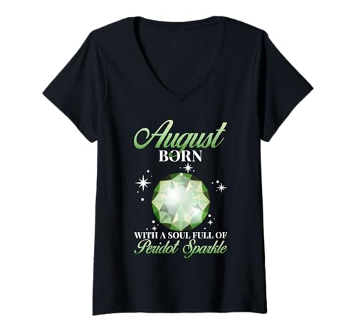 Damen Geburtsstein nach Monat – Geburtstag August – Peridot Geburtsstein T-Shirt mit V-Ausschnitt Damen Geburtsstein nach Monat – Geburtstag August – Peridot Geburtsstein T-Shirt mit V-Ausschnitt von Birthstone Design