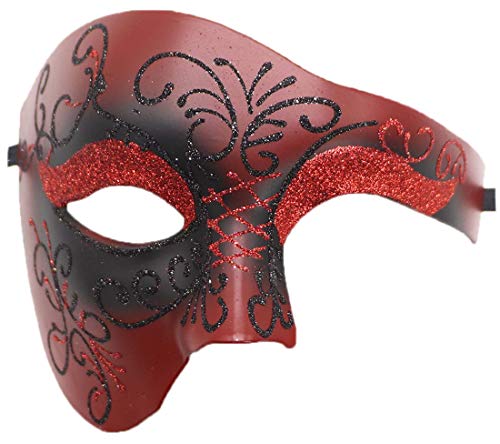 Biruil Phantom of the Opera Maskerade Maske Half Face Venezianische Karneval Party Maske - Rot - Einheitsgröße von Biruil