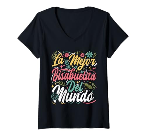 Damen Bisabuela Great Grandma Muttertag La Mejor Bisabuela T-Shirt mit V-Ausschnitt von Bisabuela Design For Spanish Great Grandmother