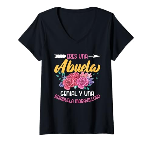Damen Hispanic Great Grandma Muttertag Maravilloso Bisabuela T-Shirt mit V-Ausschnitt von Bisabuela Design For Spanish Great Grandmother