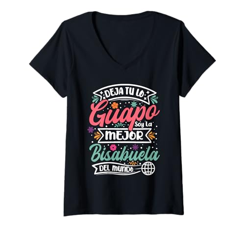 Damen Spanische Urgroßmutter Urgroßmutter Del Mundo Bisabuela T-Shirt mit V-Ausschnitt von Bisabuela Design For Spanish Great Grandmother