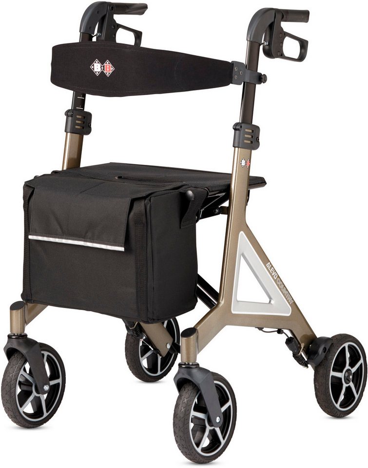 Bischoff & Bischoff Rollator Alevo Country Rollator, faltbar - für innen und außen, mit Profil-Bereifung, Sitzhöhe 58,5 cm von Bischoff & Bischoff