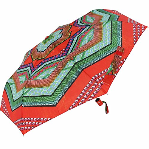 Bisetti Damen Taschenschirm Auf-Zu Automatik - Etnico Boho - rot von Bisetti