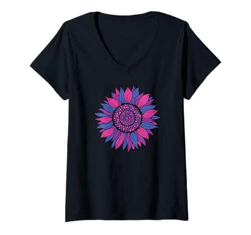Damen Bisexuelle Sonnenblumen-Flagge LGBTQIA T-Shirt mit V-Ausschnitt Damen Bisexuelle Sonnenblumen-Flagge LGBTQIA T-Shirt mit V-Ausschnitt von Bisexual Pride Flag Pride Parade