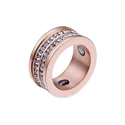 Bihsilin Damen Ring Edelstahl, Personalisierte Ringe 10MM mit Zirkonia Bandring Hochzeit Ring Frauen Nickelfrei Rosegold Größe 52 (16.6) von Bishilin