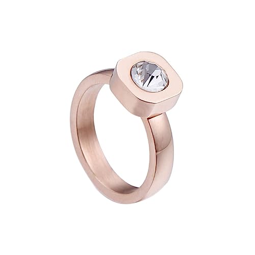 Bihsilin Damen Ring Edelstahl, Personalisierte Ringe Solitär mit Weiß Zirkonia Hochzeit Ring Frauen Nickelfrei Rosegold Gr.54 (17.2) von Bishilin