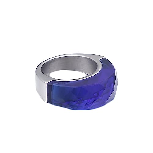 Bihsilin Damen Ring Edelstahl, Personalisierte Ringe mit Blau Kristall Hochzeit Ring Frauen Nickelfrei Silber Größe 52 (16.6) von Bishilin