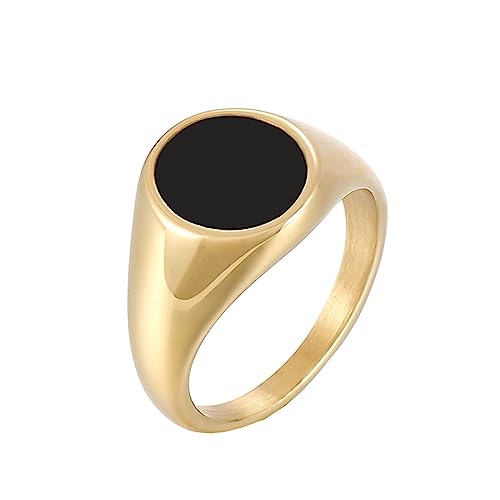 Bihsilin Damen Ring Edelstahl, Personalisierte Ringe mit Enamel Siegelring Hochzeit Ring Frauen Nickelfrei Gold Gr.60 (19.1) von Bishilin