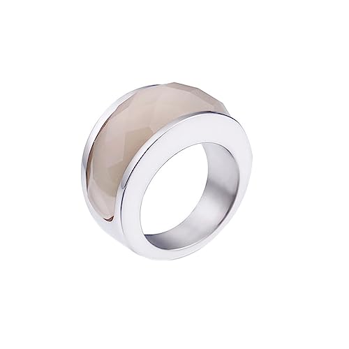 Bihsilin Damen Ring Edelstahl, Personalisierte Ringe mit Hellgelb Kristall Hochzeit Ring Frauen Nickelfrei Silber Größe 52 (16.6) von Bishilin