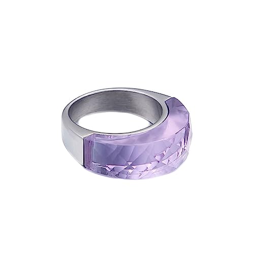 Bihsilin Damen Ring Edelstahl, Personalisierte Ringe mit Lila Kristall Hochzeit Ring Frauen Nickelfrei Silber Größe 54 (17.2) von Bishilin