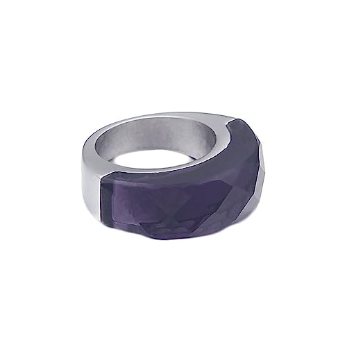 Bihsilin Damen Ring Edelstahl, Personalisierte Ringe mit Violett Kristall Hochzeit Ring Frauen Nickelfrei Silber Größe 60 (19.1) von Bishilin