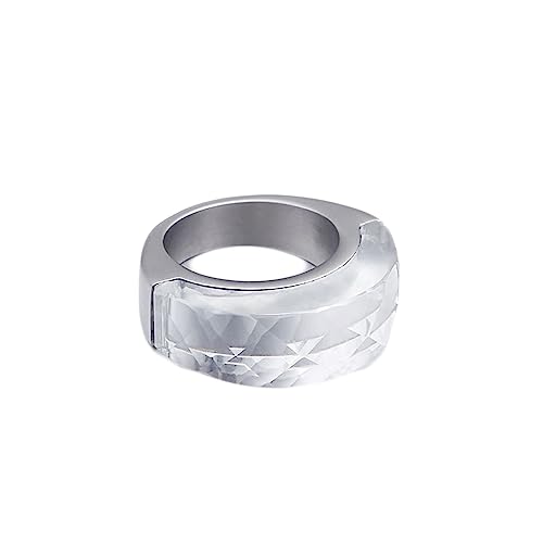 Bihsilin Damen Ring Edelstahl, Personalisierte Ringe mit Weiß Kristall Hochzeit Ring Frauen Nickelfrei Silber Gr.60 (19.1) von Bishilin