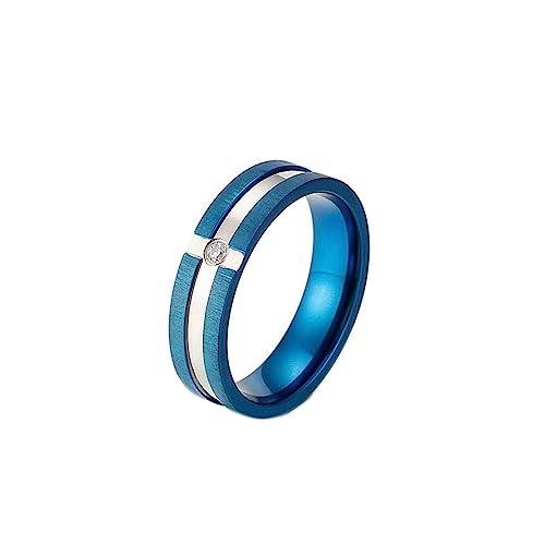 Bihsilin Damen Ringe Edelstahl, Blau Ring Personalisiert 6MM Matt mit Zirkonia Bandring Trauringe Hochzeit Ringe Frauen Nickelfrei Gr.62 (19.7) von Bishilin