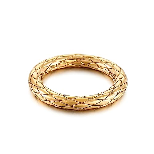 Bihsilin Damen Ringe Edelstahl, Gold Ring Personalisiert 3.5MM mit Gemustert Bandring Trauringe Hochzeit Ringe Frauen Nickelfrei Gr.52 (16.6) von Bishilin