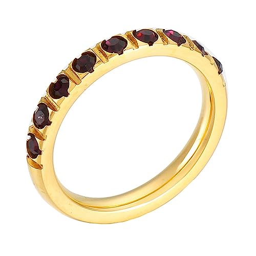 Bihsilin Damen Ringe Edelstahl, Gold Ring Personalisiert Schmal 3MM mit Rot Zirkonia Trauringe Hochzeit Ringe Frauen Nickelfrei Gr.60 (19.1) von Bishilin