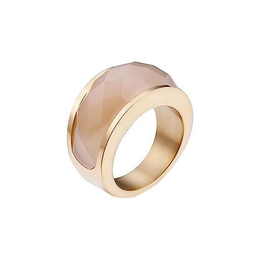 Bihsilin Damen Ringe Edelstahl, Gold Ring Personalisiert mit Hellgelb Kristall Trauringe Hochzeit Ringe Frauen Nickelfrei Größe 54 (17.2) von Bishilin