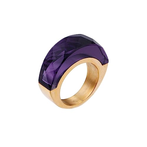 Bihsilin Damen Ringe Edelstahl, Gold Ring Personalisiert mit Violett Kristall Trauringe Hochzeit Ringe Frauen Nickelfrei Gr.52 (16.6) von Bishilin