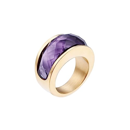 Bihsilin Damen Ringe Edelstahl, Gold Ring Personalisiert mit Violett Kristall Trauringe Hochzeit Ringe Frauen Nickelfrei Größe 60 (19.1) von Bishilin