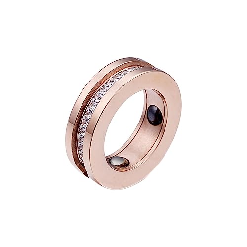 Bihsilin Damen Ringe Edelstahl, Rosegold Ring Personalisiert 7MM mit Zirkonia Hämatit Bandring Trauringe Hochzeit Ringe Frauen Nickelfrei Gr.60 (19.1) von Bishilin