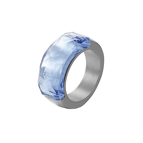 Bihsilin Damen Ringe Edelstahl, Silber Ring Personalisiert 10MM mit Blau Stein Bandring Trauringe Hochzeit Ringe Frauen Nickelfrei Größe 60 (19.1) von Bishilin