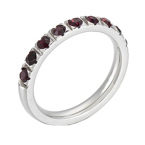 Bihsilin Damen Ringe Edelstahl, Silber Ring Personalisiert Schmal 3MM mit Rot Zirkonia Trauringe Hochzeit Ringe Frauen Nickelfrei Gr.54 (17.2) von Bishilin