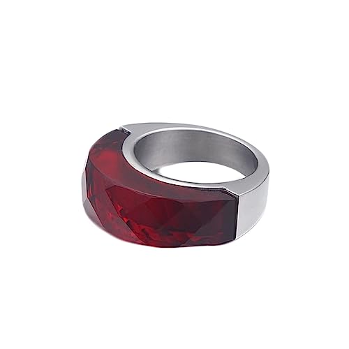 Bihsilin Damen Ringe Edelstahl, Silber Ring Personalisiert mit Rot Kristall Trauringe Hochzeit Ringe Frauen Nickelfrei Größe 52 (16.6) von Bishilin