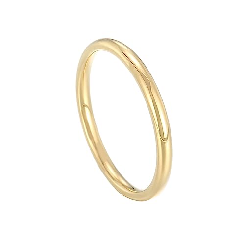 Bihsilin Edelstahl Ringe für Frauen, Hochzeit Ring Damen 2MM Schmal Bandring Gold Ringe Personalisiert Nickelfrei Größe 52 (16.6) von Bishilin