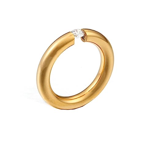 Bihsilin Edelstahl Ringe für Frauen, Hochzeit Ring Damen 4MM Schmal mit Zirkonia Gold Ringe Personalisiert Nickelfrei Gr.60 (19.1) von Bishilin