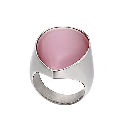 Bihsilin Edelstahl Ringe für Frauen, Hochzeit Ring Damen mit Rot Tropfen Stein Siegelring Silber Ringe Personalisiert Nickelfrei Größe 60 (19.1) von Bishilin