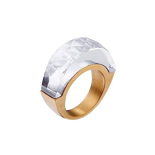 Bihsilin Edelstahl Ringe für Frauen, Hochzeit Ring Damen mit Weiß Kristall Gold Ringe Personalisiert Nickelfrei Gr.57 (18.1) von Bishilin