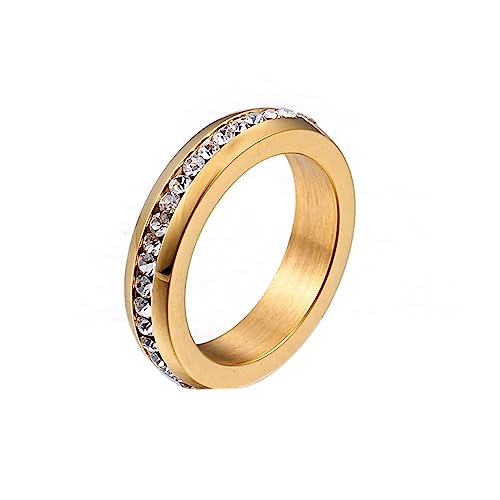 Bihsilin Frauen Ring Edelstahl, Damen Ringe 5MM mit Zirkonia Bandring Eheringe Hochzeit Ring Personalisiert Gold Größe 52 (16.6) von Bishilin
