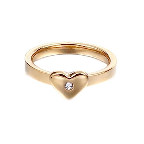 Bihsilin Frauen Ring Edelstahl, Damen Ringe Herz mit Zirkonia Eheringe Hochzeit Ring Personalisiert Gold Gr.57 (18.1) von Bishilin