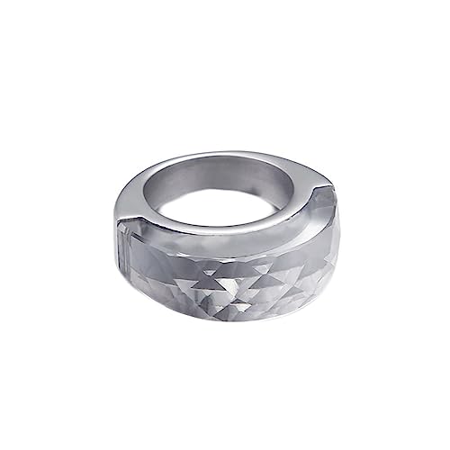 Bihsilin Frauen Ring Edelstahl, Damen Ringe mit Grau Kristall Eheringe Hochzeit Ring Personalisiert Silber Größe 57 (18.1) von Bishilin