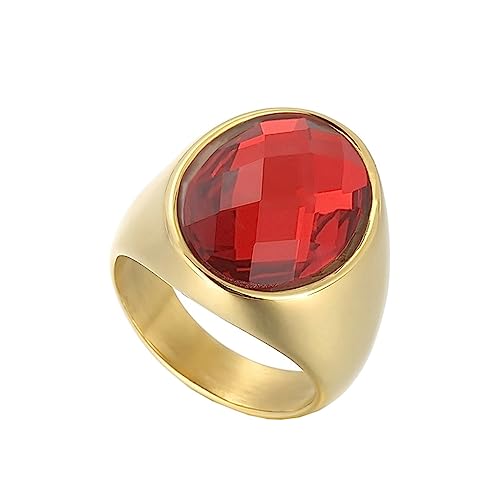 Bihsilin Frauen Ring Edelstahl, Damen Ringe mit Rot Glas Siegelring Eheringe Hochzeit Ring Personalisiert Gold Gr.60 (19.1) von Bishilin