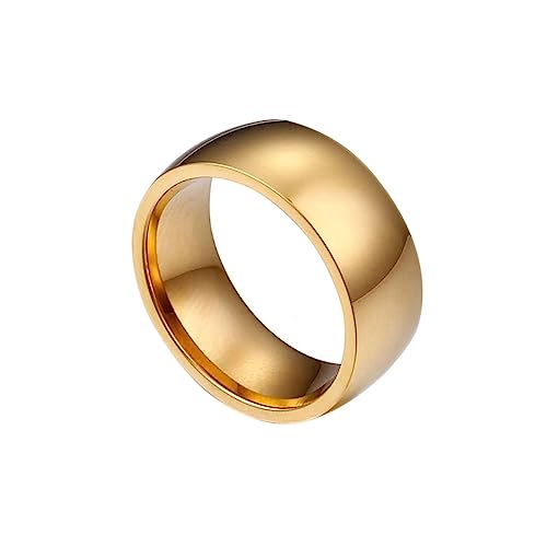 Bihsilin Frauen Ringe Edelstahl, Verlobungsringe 8MM Poliert Bandring Ring Damen Personalisiert Gold Größe 52 (16.6) von Bishilin