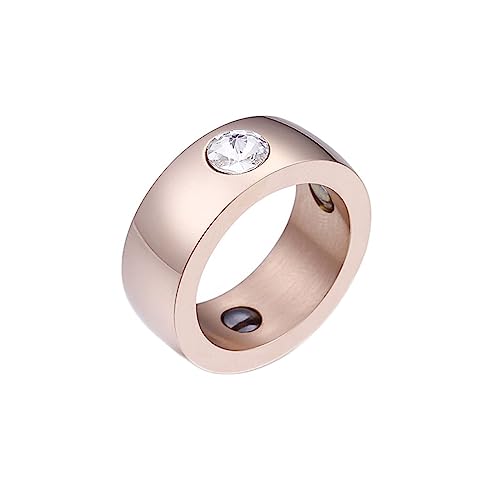 Bihsilin Frauen Ringe Edelstahl, Verlobungsringe 9MM mit Zirkonia Bandring Ring Damen Personalisiert Rosegold Größe 60 (19.1) von Bishilin