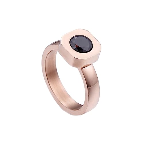 Bihsilin Frauen Ringe Edelstahl, Verlobungsringe Solitär mit Schwarz Zirkonia Ring Damen Personalisiert Rosegold Gr.54 (17.2) von Bishilin