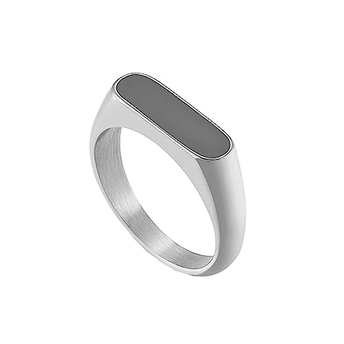 Bihsilin Frauen Ringe Edelstahl, Verlobungsringe mit Schwarz Harz Siegelring Ring Damen Personalisiert Silber Gr.52 (16.6) von Bishilin