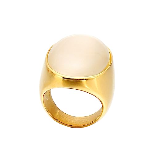 Bihsilin Frauen Ringe Edelstahl, Verlobungsringe mit Weiß Stein Siegelring Ring Damen Personalisiert Gold Gr.52 (16.6) von Bishilin