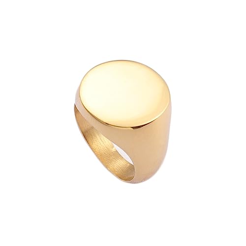 Bihsilin Männer Ring Edelstahl, Herren Ringe Breit 18MM Siegelring Eheringe Hochzeit Ring Personalisiert Gold Größe 57 (18.1) von Bishilin