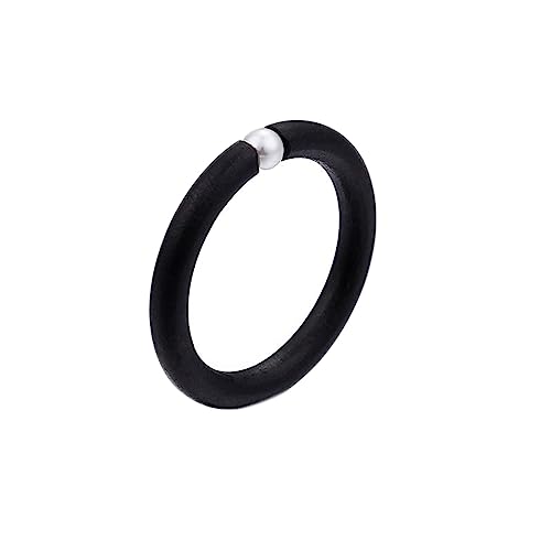 Bihsilin Ring Edelstahl Damen, Ringe Personalisiert 3MM Solitär mit Perle Hochzeit Ring Nickelfrei für Frauen Schwarz Gr.57 (18.1) von Bishilin