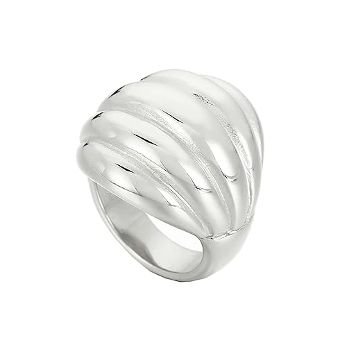 Bihsilin Ring Edelstahl Damen, Ringe Personalisiert Breit 25MM Poliert Hochzeit Ring Nickelfrei für Frauen Silber Gr.54 (17.2) von Bishilin