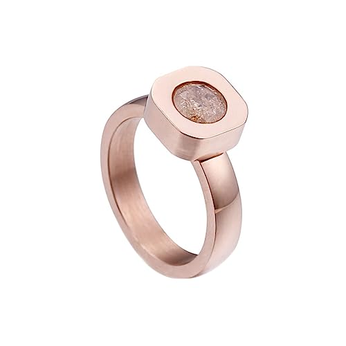 Bihsilin Ring Edelstahl Damen, Ringe Personalisiert Solitär mit Gelb Zirkonia Hochzeit Ring Nickelfrei für Frauen Rosegold Gr.54 (17.2) von Bishilin