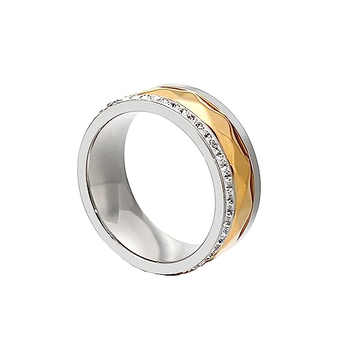 Bihsilin Ringe Damen Edelstahl, Ring Personalisiert Bicolor 8MM mit Zirkonia Hochzeit Ringe Frauen Nickelfrei Silber Gold Gr.52 (16.6) von Bishilin